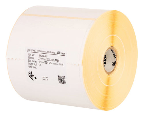 Die-Cut Label Zebra Z-Perform 1000T Thermal Transfer White Permanent Adhesive Roll - 87985