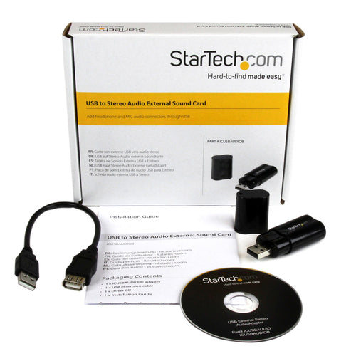USB Stereo Audio Adapter StarTech.com ICUSBAUDIOB External Sound Card Compact Plug-and-Play