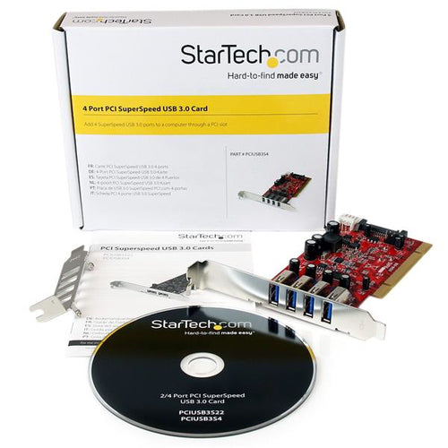 USB Adapter Card StarTech.com PCIUSB3S4 4 Port USB 3.0 5 Gbit/s PCI Interface