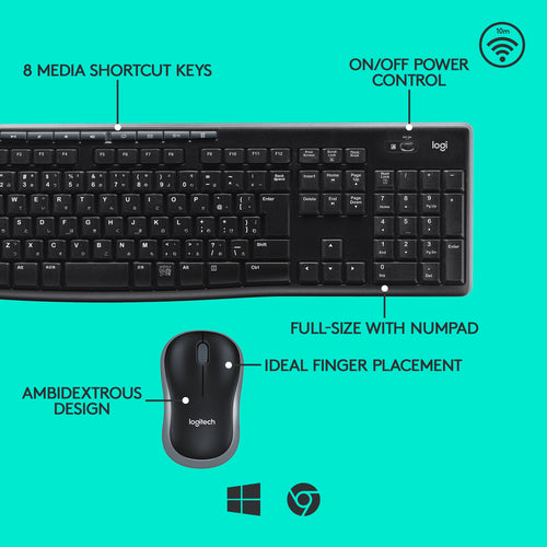 Keyboard Mouse Combo Logitech MK270 Wireless QWERTZ Full-size - 920-004534