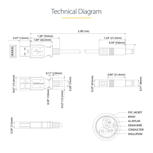 StarTech.com USB2TYPEN1M power cable