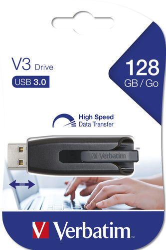 USB Flash Drive Verbatim V3 128GB USB 3.0 80MB/s Slide Design