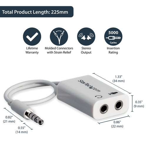 Audio Splitter StarTech.com MUYHSMFFADW 3.5mm Male to Female Dual Connector