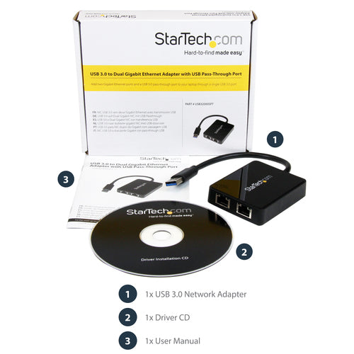 Gigabit Ethernet Adapter StarTech.com USB 3.0 Dual Port 5000 Mbit/s Wired - USB32000SPT