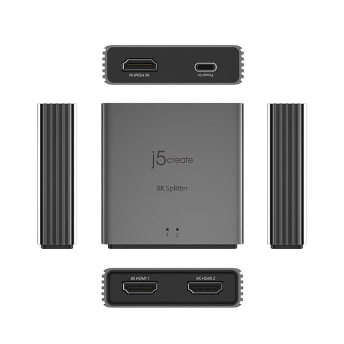HDMI Splitter j5create JDSH812 8K 2-Way 2x HDMI Aluminium - JDSH812-N