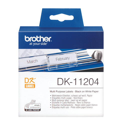 Label Tape Brother DK-11204 Multi-Purpose Black on White 400 pc - DK11204