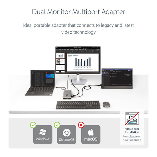 StarTech.com DKM31C3HVCPD laptop dock/port replicator