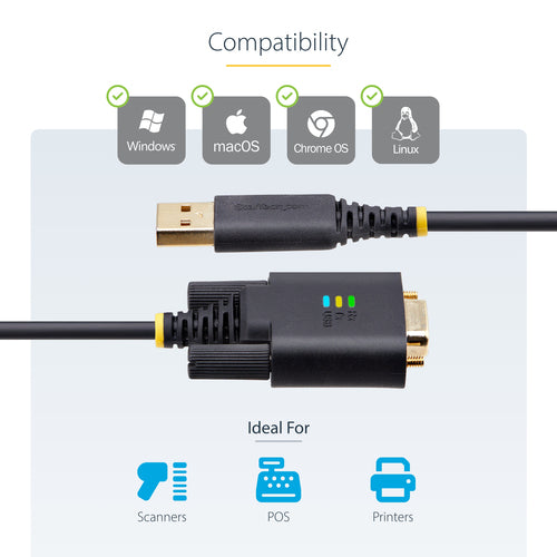 USB to Serial Adapter Cable 10ft FTDI IC Black