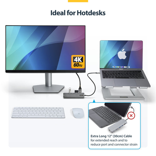 USB-C Multiport Adapter Hub StarTech DKT30CHSDPD1 4K 60Hz HDMI Gigabit Ethernet 100W Charging