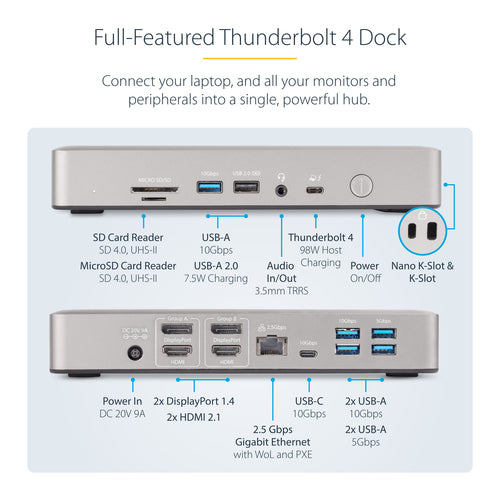 StarTech.com 132N-TB4USB4DOCK laptop dock/port replicator