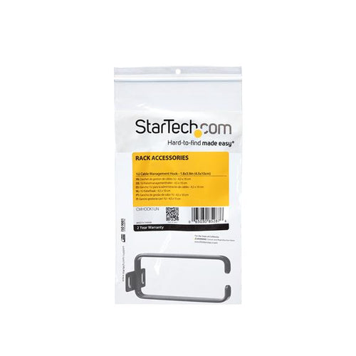 Rack Accessory StarTech.com CMHOOK1UN 1U Vertical Cable Management D-Ring Hook Steel Black - CMHOOK1UN