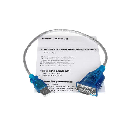 USB to RS232 DB9 Serial Adapter Cable 1-Port 17in Grey