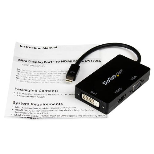Mini DisplayPort to VGA DVI HDMI Converter 3-in-1 Adapter 0.15m