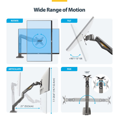 Desk Mount Monitor Arm for 32-Inch Display VESA 100x100 Fully Articulating Black
