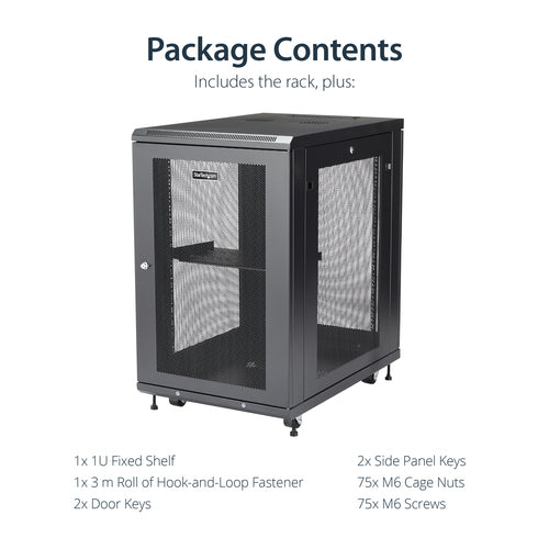 Rack Cabinet StarTech.com RK1833BKM 18U 450kg 29in Mounting Depth Enclosed - RK1833BKM