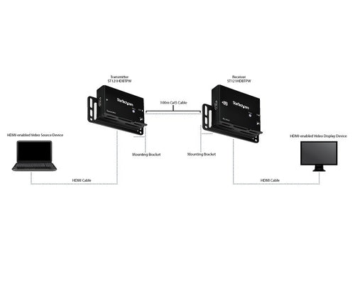 AV Extender StarTech.com ST121HDBTPW HDMI 4K 100m TAA Compliant
