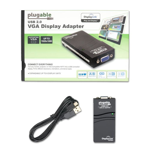 USB VGA Graphics Adapter Plugable Technologies 1920x1080 USB 2.0 Multiple Monitors