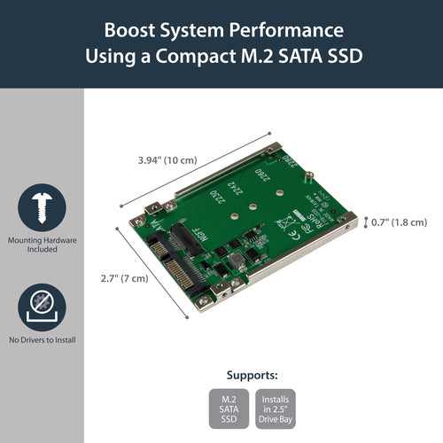 M.2 SATA Adapter StarTech.com SAT32M225 6 Gbit/s Open-Frame - SAT32M225