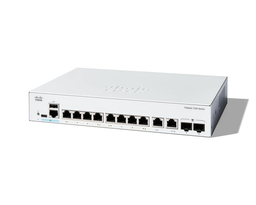 Managed Switch Cisco Catalyst 1200 8-Port Gigabit Ethernet 1U Extended PS 2x1GE Combo - C1200-8T-E-2G