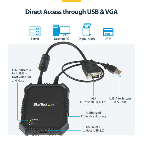 KVM Switch StarTech.com NOTECONS02X Full HD 1920x1200 Rugged Housing