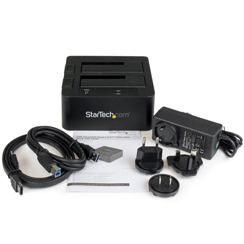 StarTech.com SDOCK2U33EB Dual-Bay USB 3.0 eSATA SATA Hard Drive Docking Station - 2.5/3.5" Compatibility