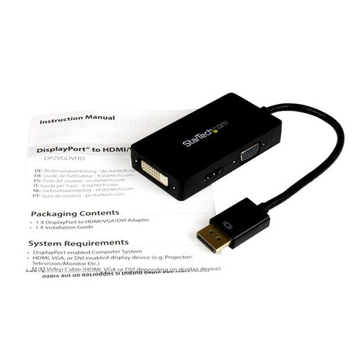 Video Cable Adapter StarTech DP2VGDVHD 3-in-1 DisplayPort to VGA DVI HDMI 0.15m
