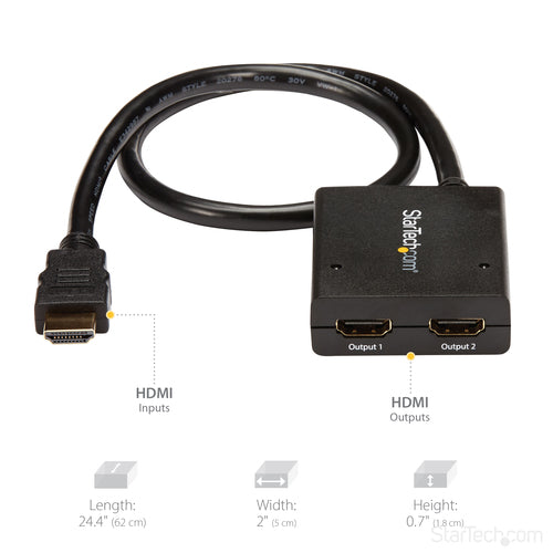 HDMI Video Splitter StarTech.com ST122HD4KU 4K 30Hz 1x2 USB Powered - ST122HD4KU
