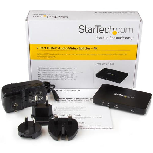 4K HDMI 2-Port Video Splitter StarTech.com 1x2 Aluminum 30Hz