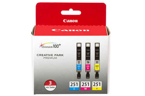 Canon CLI-251 Ink Cartridge - Standard Yield - Cyan, Magenta, Yellow - Photo Value Pack