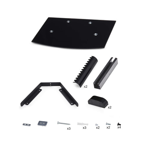 AV Equipment Shelf StarTech.com 1B-WALL-MOUNT-SHELF Black Tempered Glass Adjustable Height