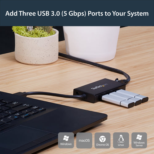 USB Hub StarTech.com 3-Port USB 3.0 Gigabit Ethernet 5Gbps Aluminum - ST3300GU3B