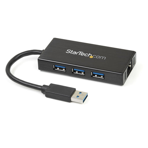 USB Hub StarTech.com 3-Port USB 3.0 Gigabit Ethernet 5Gbps Aluminum - ST3300GU3B