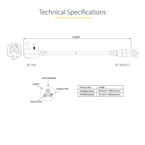 StarTech.com PXTNB3SUK1M power cable