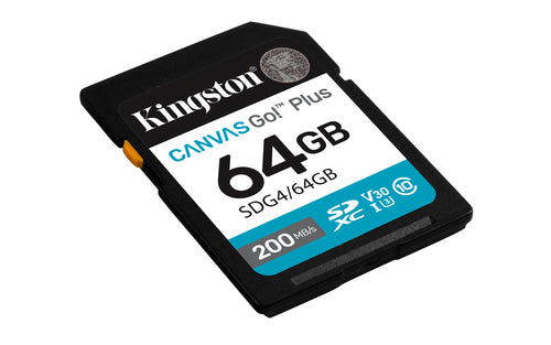 SDXC Card Kingston Canvas Go! Plus 64GB 200MB/s Read 100MB/s Write