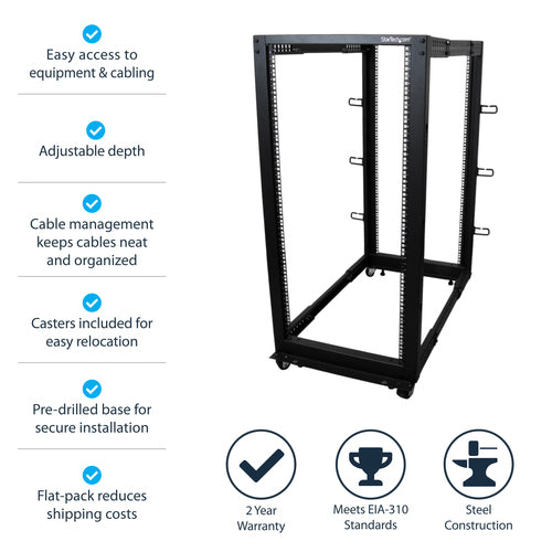 Server Rack StarTech 4POSTRACK25U 25U Mobile Open Frame 544.3 kg - 4POSTRACK25U
