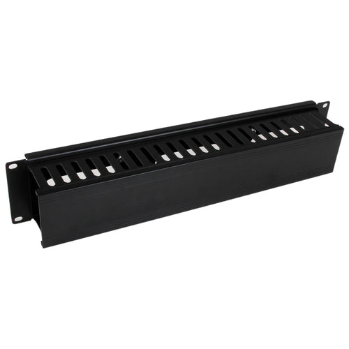StarTech.com Horizontal 2U Cable Management Duct - Black Plastic & Steel Design