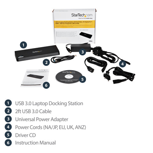USB Docking Station StarTech.com USB3DOCKHDPC Dual Monitor 4K HDMI DisplayPort