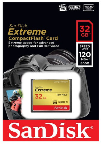 CompactFlash Card SanDisk 32GB Extreme 120MB/s 85MB/s - SDCFXSB-032G-G46