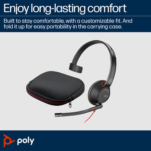 Monaural USB-C Headset HP Poly Blackwire 5210 Office Call Center Comfortable Design