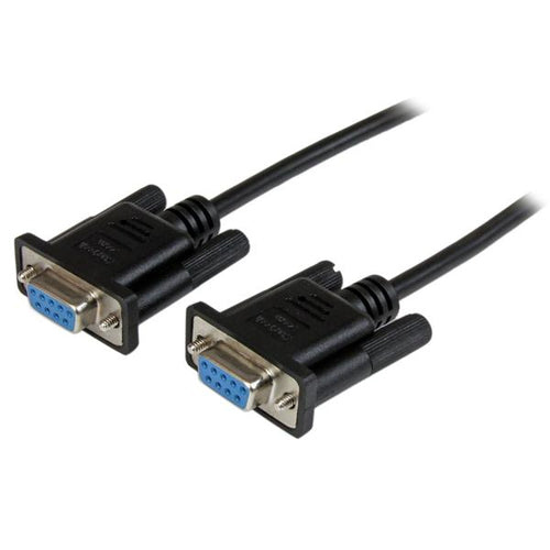 DB9 RS232 Serial Null Modem Cable 2m - Black, Female-Female