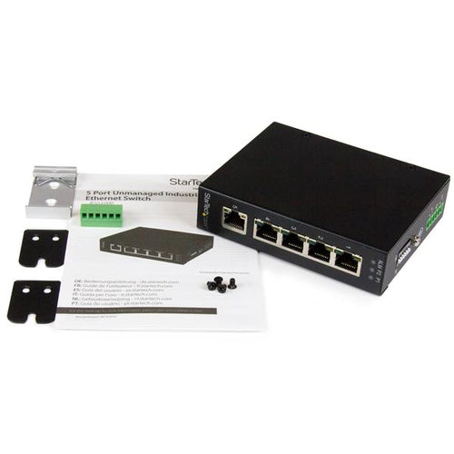 Network Switch StarTech.com IES51000 5-Port Unmanaged Gigabit DIN Rail Wall-Mount