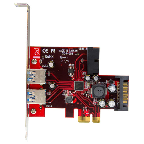 PCI Express USB 3.0 Card StarTech.com PEXUSB3S2EI 4-Port UASP SATA Power - PEXUSB3S2EI