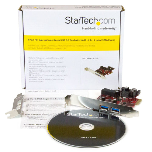 PCI Express USB 3.0 Card StarTech.com PEXUSB3S2EI 4-Port UASP SATA Power - PEXUSB3S2EI