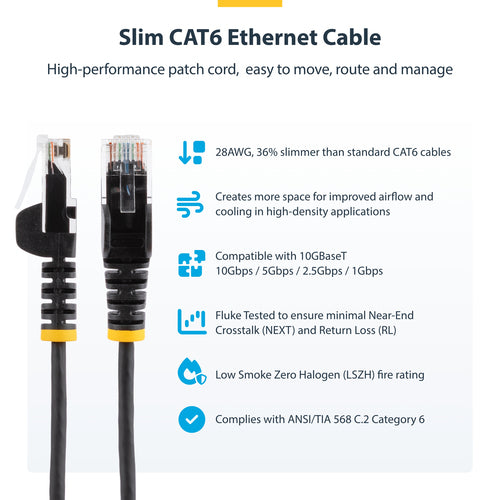 CAT6 Ethernet Cable 5ft Snagless Slim Grey 100W PoE U/UTP