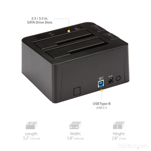 Hard Drive Docking Station StarTech.com SDOCK2U313 Dual-Bay USB 3.2 Gen 2 10Gbps