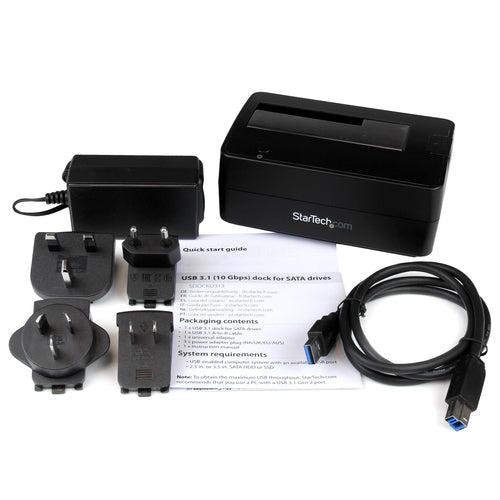 StarTech SDOCKU313 USB 3.1 Hard Drive Docking Station - 6TB SATA Support