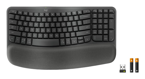 Wireless Full-size Logitech Wave Keys Keyboard QWERTY Graphite Membrane