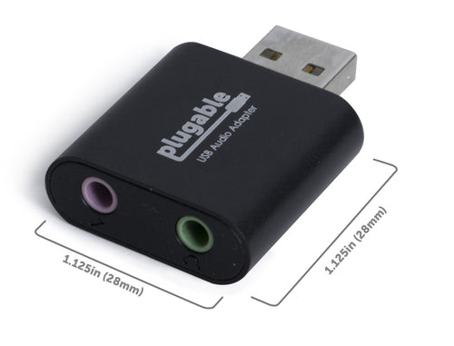 USB Audio Adapter Plugable Technologies 3.5mm Jack 16-bit Driverless