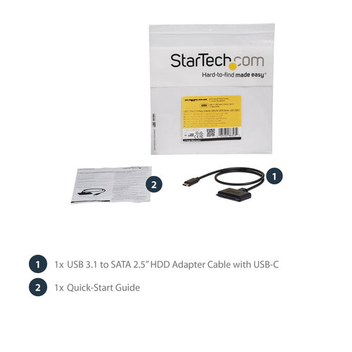 Adapter Cable StarTech USB 3.1 10Gbps USB-C Black for 2.5” SATA Drives - USB31CSAT3CB