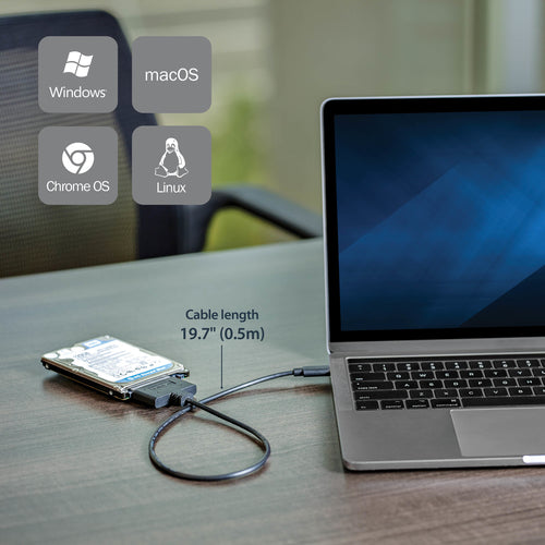 Adapter Cable StarTech USB 3.1 10Gbps USB-C Black for 2.5” SATA Drives - USB31CSAT3CB